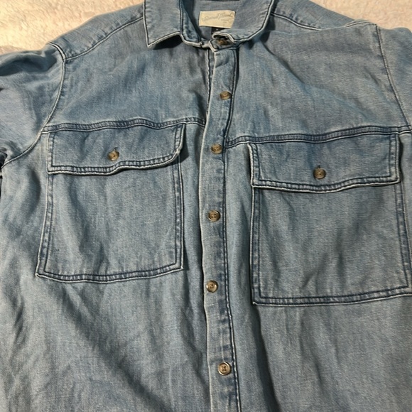 Universal Thread Light Blue Denim Shirt dress medium long sleeve pockets faded - Picture 12 of 13